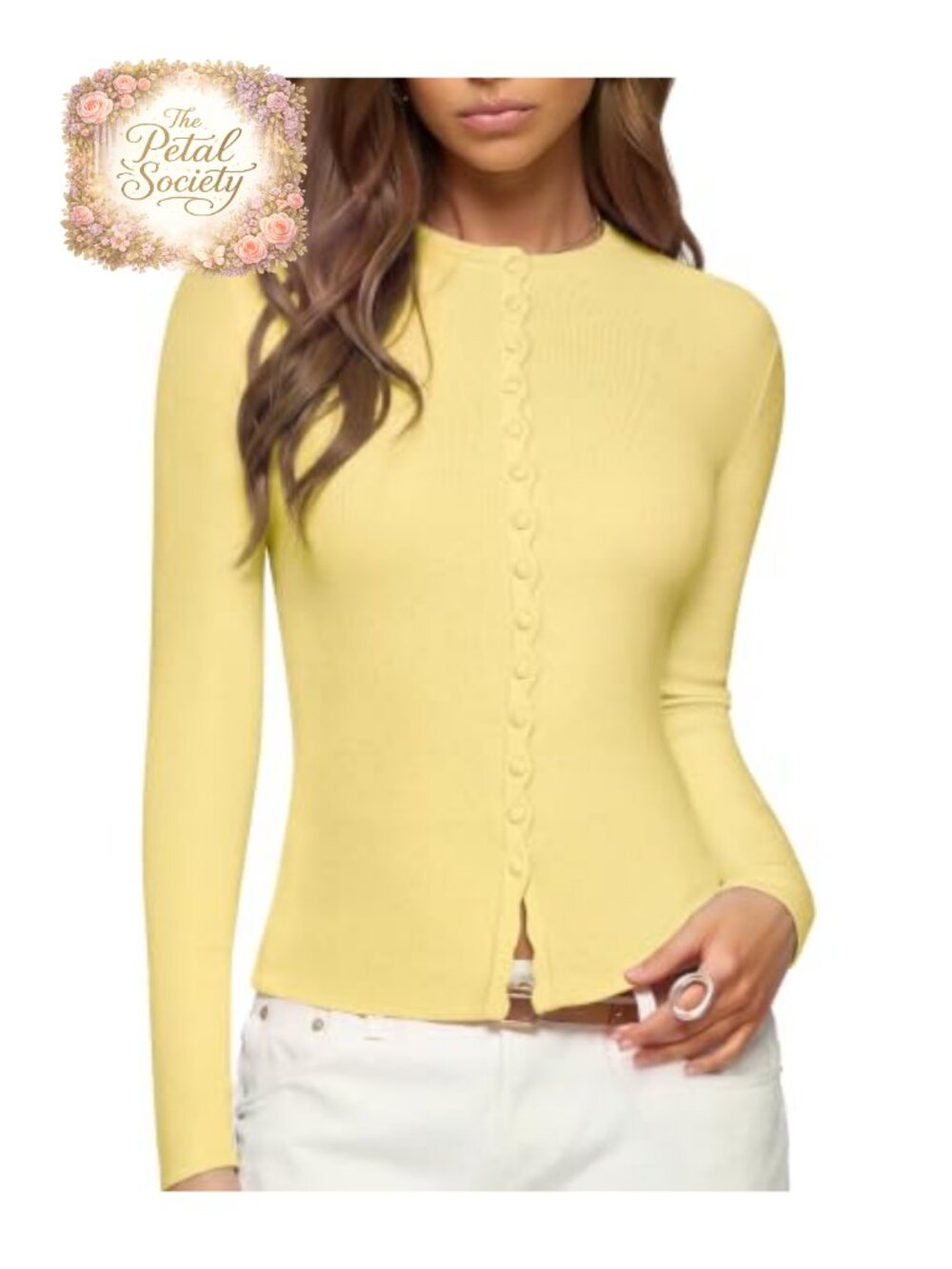 Cashmere Blend Crewneck Cardigan Sweater Slim Fit Fall